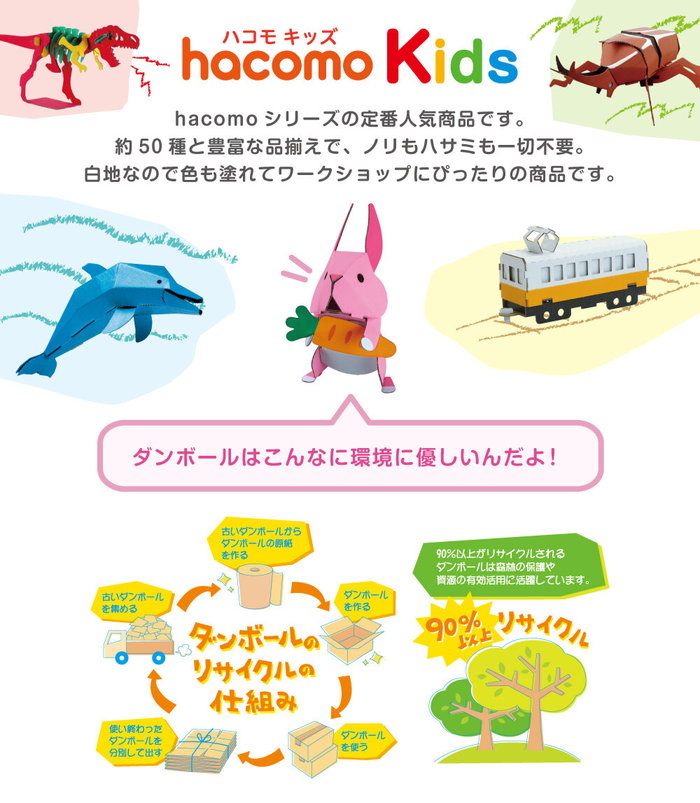 ハコモ(hacomo) 日本製 ペーパークラフト工作キット キッズ シリーズ